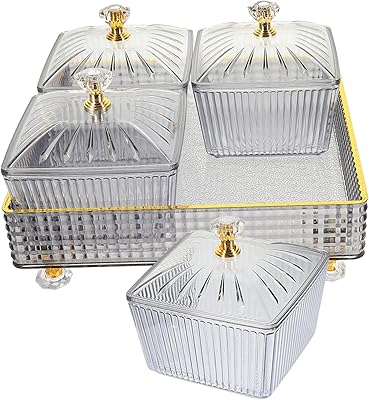 Himoton plateau de fruits secs avec couvercle bol diviseur de noix assiette