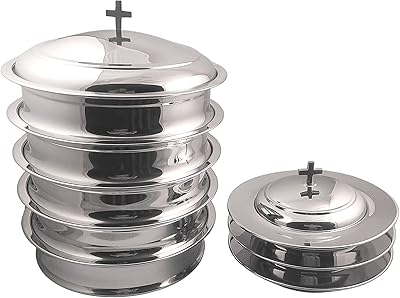 Ensemble de 5 plateaux de service pour le vin sacré avec couvercle et 3 plaques de cuisson empilables avec couvercle - finition miroir. DIAYTAR COTE D'IVOIRE propose une plateforme d'achat en ligne sécurisée et fiable, avec une offre considérable de plus de 300 000 références. Cette boutique généraliste s'efforce de fournir les meilleurs services à ses clients, incluant des prix attractifs, des promotions régulières et une livraison rapide. Les clients ivoiriens trouvent ainsi chez DIAYTAR COTE D'IVOIRE un partenaire de confiance pour tous leurs achats en ligne.