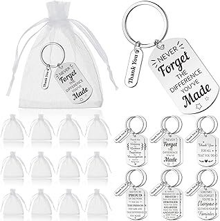 Porte-clés letty "merci", 12 pièces, porte-clés "make a difference" pour collègues, infirmière, enseignant