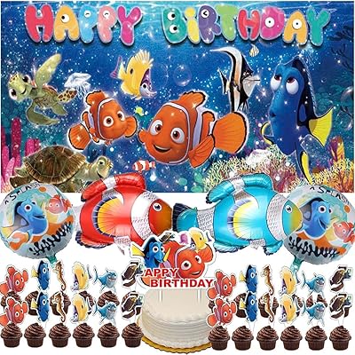 Bannière de fête d'anniversaire le monde de dory nemo pour garçons