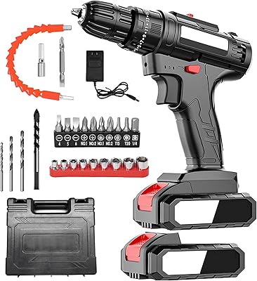 Perceuse électrique sans fil 21 v avec 2 batteries et chargeur