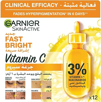 Garnier skin active fast bright brightening ampoule sérum pour hyperpigmentation avec 3%