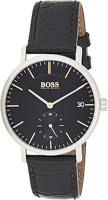Montre à quartz pour homme hugo boss, affichage chronographe et bracelet en cuir