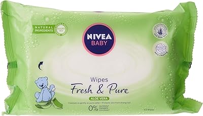 Lingettes humides nivea pour bébé, parfum frais et pur, 4 x 63 lingettes