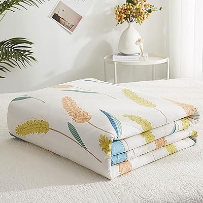 Couette fine double face à imprimé floral en pur coton pour lit double/simple