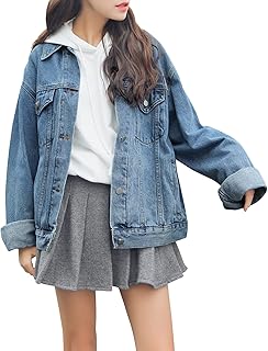 Dasior femmes veste en jean longue bleu jeans veste boutonnée casual big friend