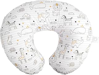 Coussin d'allaitement et positionneur boppy carnet original noir et blanc avec animaux dorés
