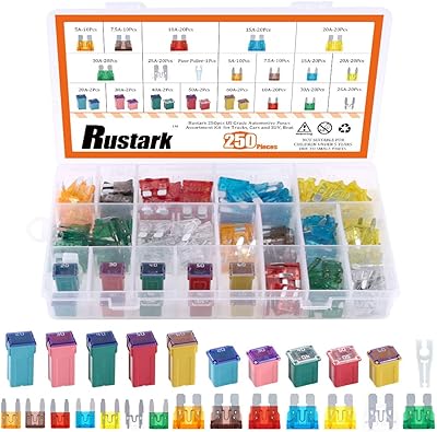 Rustark 250pcs kit d'assortiment de fusibles automobiles de qualité américaine fusibles à
