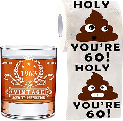 Coffret cadeau 60e anniversaire pour homme de 2 verres à whisky et papier toilette 1963 cadeaux de 60e anniversaire, cadeaux parfaits pour 60e anniversaire pour papa, mari, petit ami, patron. DIAYTAR COTE D'IVOIRE est la boutique en ligne de référence en Côte d'Ivoire, offrant une vaste sélection de produits de qualité à des prix compétitifs. Les clients peuvent naviguer facilement à travers les différentes catégories de produits, bénéficiant d'une expérience d'achat en ligne personnalisée et conviviale. La boutique est constamment mise à jour avec de nouveaux produits pour répondre aux besoins changeants des clients.