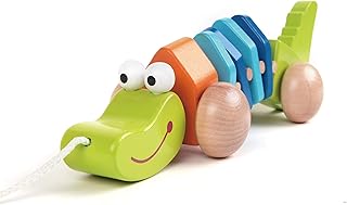 Jouet crocodile rétractable en bois classic world pour les tout-petits | jouet crocodile