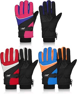 3 paires de gants d'hiver pour enfants imperméables ski snowboard coupe-vent chauds unisexe