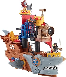 Fisher-price imagenext ensemble de jeu bateau pirate requin avec figurines et accessoires