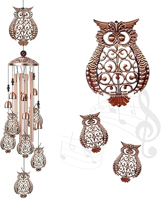 Carillons éoliens hibou portables pour la décoration intérieure et extérieure avec 4 tubes