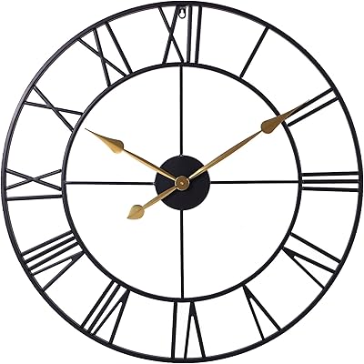 Grande horloge murale en métal infinity time, horloge classique à cadran ouvert de 30 pouces avec chiffres romains, horloge de décoration intérieure en métal noir pour salon, chambre à coucher et cuisine (aiguilles dorées). Avec une offre de produits très diversifiée, DIAYTAR COTE D'IVOIRE est devenue la référence pour les achats en ligne en Côte d'Ivoire. Elle propose des produits de haute qualité à des prix compétitifs, ce qui en fait un choix incontournable pour les consommateurs ivoiriens.
