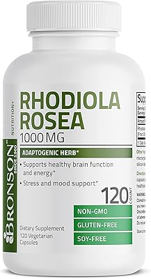 Supplément bronson rhodiola rosea 1000 mg - herbe adaptogène pour le soutien du