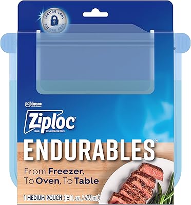 Sac ziplock moyen endurables, 2 tasses, sacs en silicone réutilisables et récipients