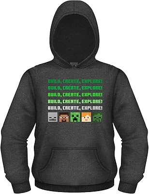 Sweat à capuche de jeu vidéo minecraft pour garçons - visage effrayant noir