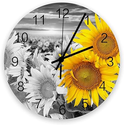 Horloge murale silencieuse de 12 pouces pour chambre à coucher, 2 tournesols jaunes, fond noir et blanc, horloge rustique moderne, décoration murale, horloge ronde pour cuisine, salon, salle de bain, école, bureau 12x12. DIAYTAR COTE D'IVOIRE est une boutique en ligne qui propose une grande variété de produits pour les consommateurs ivoiriens. Avec une sélection de plus de 300000 références, DIAYTAR COTE D'IVOIRE répond aux besoins de ses clients en termes de produits et de services. Elle est reconnue pour sa qualité de service et sa fiabilité.