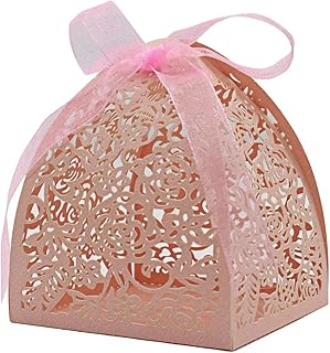 Boîtes à bonbons roses de 2,4" x 2,4", boîtes à bonbons blanches découpées