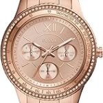 Montre fossil pour femme en or rose stella sport multifonction en acier inoxydable