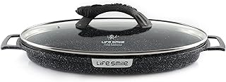 Poêle à poisson lifesmile avec couvercle, poêle ovale antiadhésive avec revêtement en granit