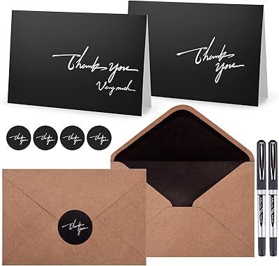 Cartes de remerciement 4x6 avec enveloppes et étiquettes - parfaites pour les mariages
