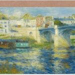 Belle carte de vœux artistique pont renoir à chatou plus enveloppe