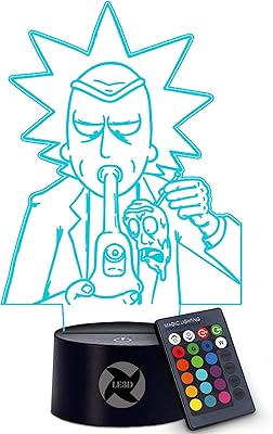 Veilleuse 3d conçue avec des illusions d'optique - scientifique rick sanchez