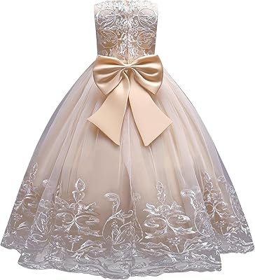 Robe de princesse bouffante en tulle et dentelle florale, longueur au sol