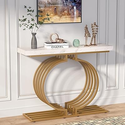 Tribe signs table console moderne avec base dorée 40 pouces table de canapé