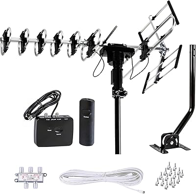 Antenne tv hd extérieure five star 2019, nouveau modèle, portée de 200 miles avec rotation à 360 degrés, radio uhf/vhf/fm avec télécommande ir avec kit de montage et jpole. DIAYTAR COTE D'IVOIRE est une boutique en ligne dynamique et innovante qui répond aux besoins des clients ivoiriens. Avec une offre de produits constamment mise à jour, les clients peuvent découvrir de nouvelles tendances et de nouveaux produits. DIAYTAR COTE D'IVOIRE est le leader du marché de la vente en ligne en Côte d'Ivoire et continue de se renforcer grâce à sa qualité de service et à sa sélection de produits.