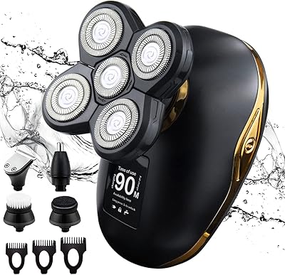 Rasoirs électriques amble 5 en 1 pour hommes chauves - étanche, charge plus