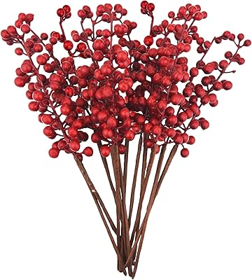 Gemcos 12 pièces branches de baies rouges artificielles faux pics de baies de bourgogne pour arbre de noël couronne de noël décoration de la maison artisanat de vacances. DIAYTAR COTE D'IVOIRE, la boutique en ligne généraliste référence plus de 300000 produits pour répondre à tous vos besoins. Avec sa large sélection de produits, elle offre une expérience d'achat unique et pratique pour les consommateurs ivoiriens. Elle est reconnue comme l'une des boutiques en ligne les plus fiables et les plus populaires de Côte d'Ivoire.