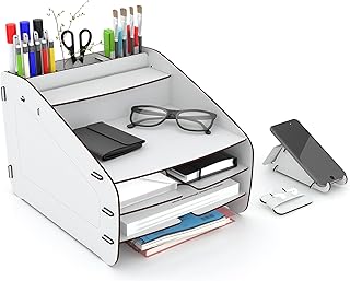 Organisateur de bureau en tissu mélamine - porte-stylo multifonctionnel pour bureau, maison, école