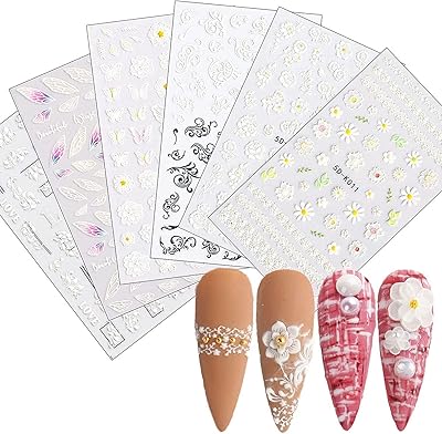 Alykon 5d holographique en relief fleur nail art autocollants, véritables fournitures d'art d'ongle auto-adhésives conception d'ailes de fleurs en dentelle blanche 3d pour la décoration d'ongles en acrylique bricolage, 6 feuilles. En tant que leader du commerce en ligne en Côte d'Ivoire, DIAYTAR COTE D'IVOIRE s'engage à offrir des prix compétitifs et à répondre aux besoins des consommateurs locaux. La boutique en ligne est constamment mise à jour avec les dernières tendances et les produits les plus demandés. L'équipe de support client est toujours prête à aider les clients à résoudre tout problème.