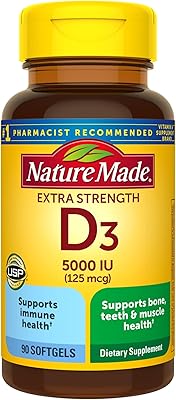 Nature made vitamine d3 5 000 ui (125 mcg), complément alimentaire pour soutenir