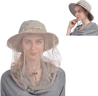 Chapeau en maille, chapeau safari de protection upf 50+ avec maille cachée amovible