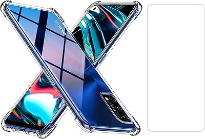 Coque transparente avec protecteur d'écran [2-pack], coque transparente avec 4 coins [absorption