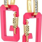 Boucles d'oreilles pendantes g snap en acier inoxydable de couleur rose et or