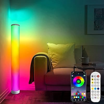 Lampadaire rvb moderne à changement de couleur avec synchronisation de musique avec télécommande