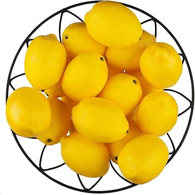 Topify 20pcs citron artificiel jaune, simulation réaliste de citron artificiel pour la décoration