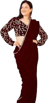 Nouveau sari de luxe en velours pour femme avec chemisier par hota, 5,5