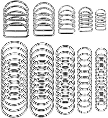 Sinhai 50pcs joints toriques argentés assortis et 20pcs anneaux en d en métal