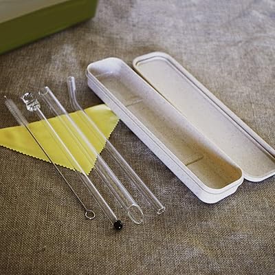 Zongo 6 pièces en verre transparent dessin animé ours manchon agitateur pailles passepoil