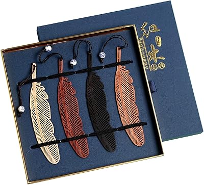 Lot de 4 marque-pages en bois pour les amateurs de livres, faits à