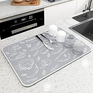 Tapis d'égouttoir à vaisselle pour comptoir de cuisine micacos 16" x 20" - tapis à vaisselle absorbant double face en microfibre, tapis de séchage résistant à la chaleur pour comptoir (gris végétalien). DIAYTAR COTE D'IVOIRE est une boutique en ligne généraliste proposant plus de 300 000 références de produits. Elle se positionne comme leader en Côte d'Ivoire grâce à son offre variée et sa qualité de service. Les clients peuvent trouver tout ce dont ils ont besoin en un seul endroit.