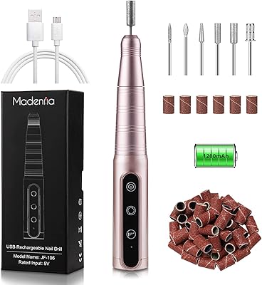 Lime à ongles électrique rechargeable usb madenia avec 3 vitesses réglables, lime à