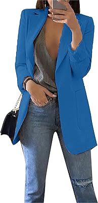 Veste blazer ouverte devant manches longues femme, couleur unie, grande taille