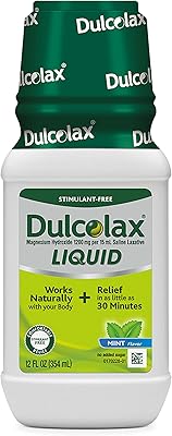 Laxatif liquide dulcolax, laxatif sans stimulant pour un soulagement confortable, saveur de menthe
