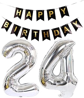 Ballon 24e anniversaire argent décoration d'anniversaire 24 ans ballon anniversaire géant en aluminium